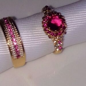 Rings set 14 k Gp Rings size 9,10 set 2 sapphire created  gorgeous